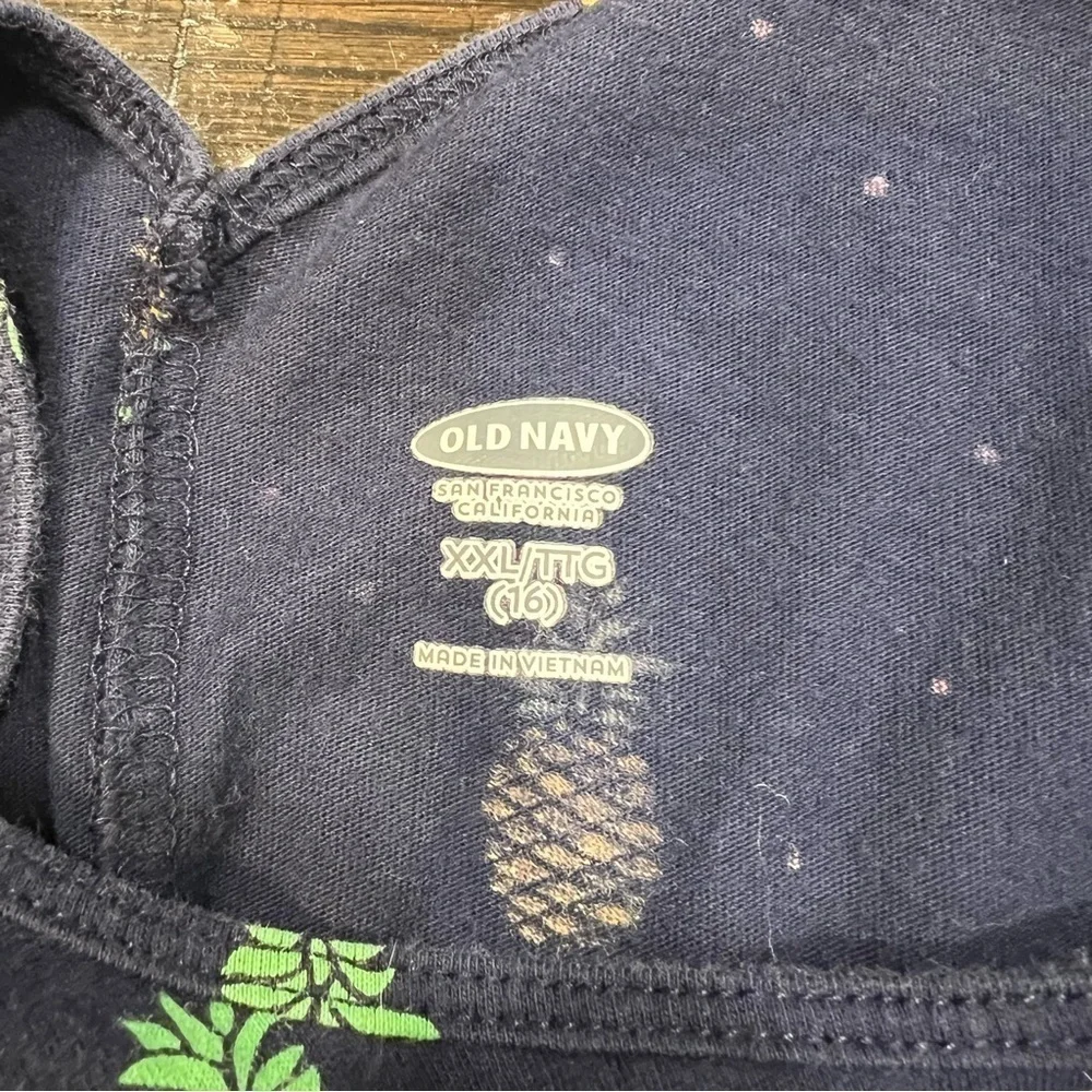 Old Navy blue summer tank dress with yellow pineapple graphics, XXL (16).